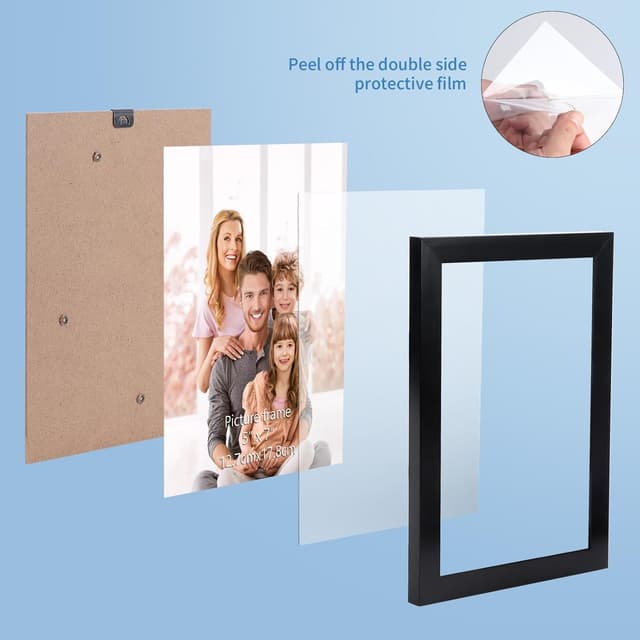 Detalle de Hoikwo Multi 8x6 Photo Frames Set of 18 (6x8 Black) for Wall Hanging or Tabletop Display