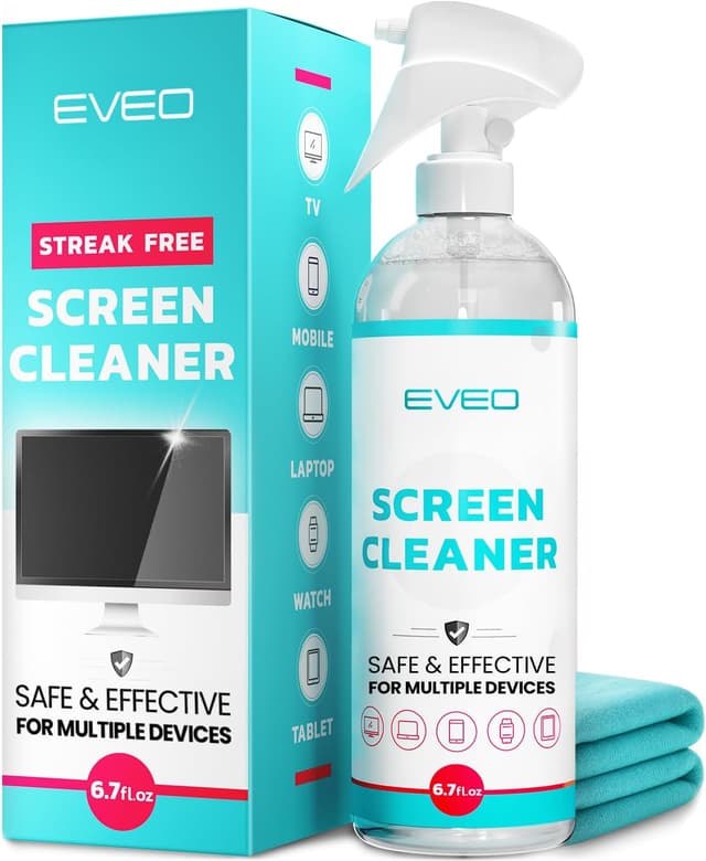 Detalle de EVEO Screen Cleaner Spray (Streak-Free) TV Screen Cleaner Kit with Plush Microfiber Cloth