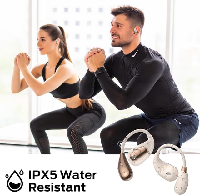 Detalle de Oraolo Open Ear Headphones (Open Ear Wireless Earbuds) with Bluetooth 5.4, Ear Hooks, IPX5, up to 30H – Golden