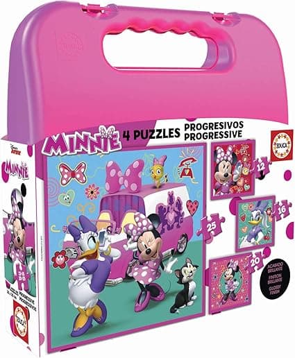 Detalle de Educa Minnie Ayudantes Felices - 4 Puzzles Infantiles 🧩 Maleta