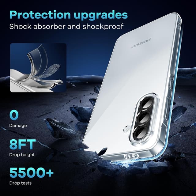 Detalle 2 de Caslord Coque pour Samsung Galaxy A57 5G transparent avec 2 verres trempés (TPU anti-jaune)