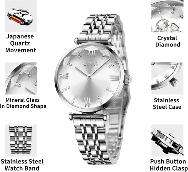 Detalle 2 de CIVO Damenuhr Sternenhimmel 3 ATM wasserdicht