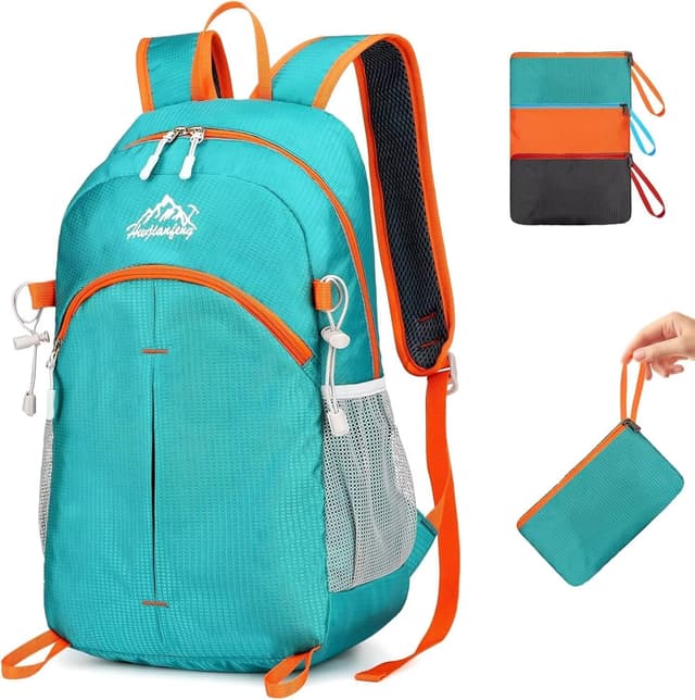 Detalle de ROSSRORE Foldable Backpack 20L Waterproof Lightweight Daypack (folds into pocket) — for hiking, travel & cycling