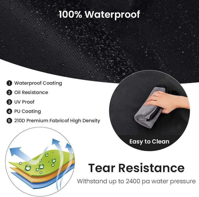 Detalle 2 de AOOWU Copertura impermeabile per lettino da giardino in tessuto Oxford 210D, anti-UV e antistrappo con coulisse regolabile (200*70*30 cm)