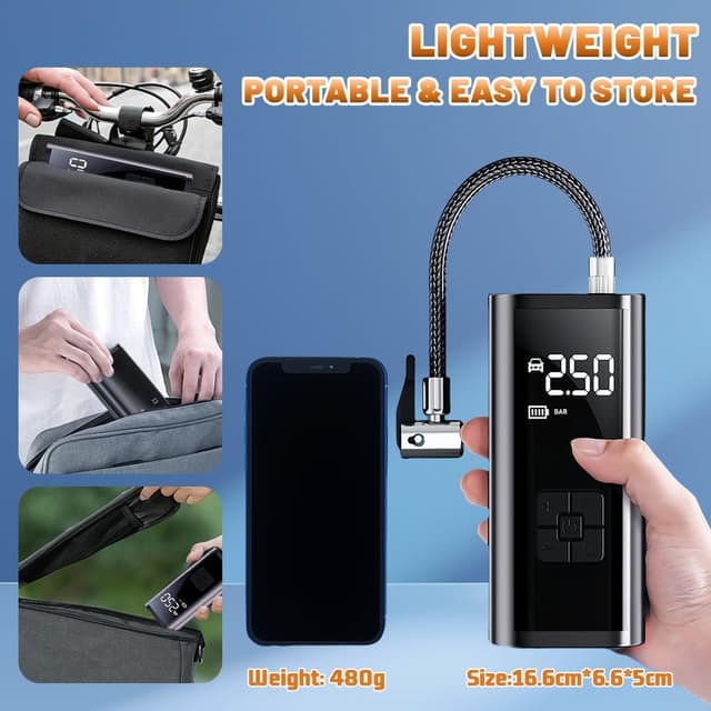 Thumbnail 6 de flintronic Compressore Aria Portatile Auto Senza Fili 12 V USB-C fino a 150 psi