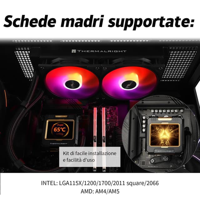 Thumbnail 2 de TR FW 240 Black ARGB Water Cooler per CPU con 2 ventole PWM e pompa 3000RPM, display LCD IPS