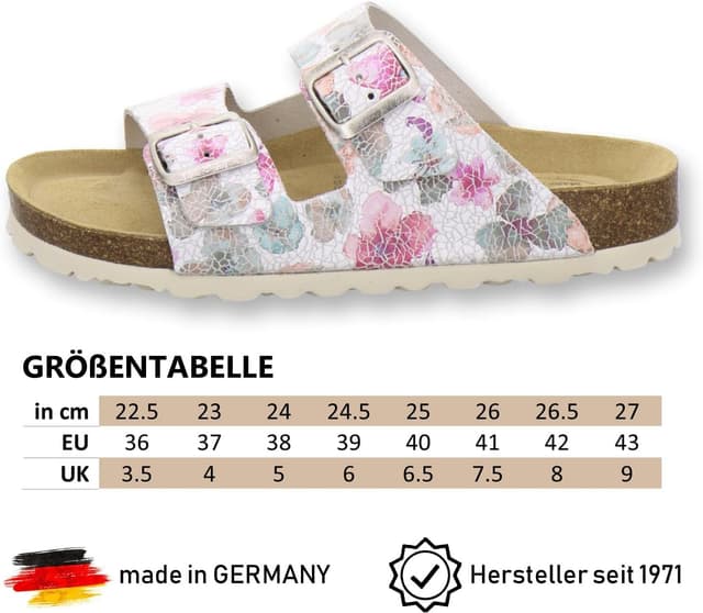 Detalle de AFS-Schuhe 2100 Damen-Pantoletten aus echtem Leder mit verstellbarer Schnalle