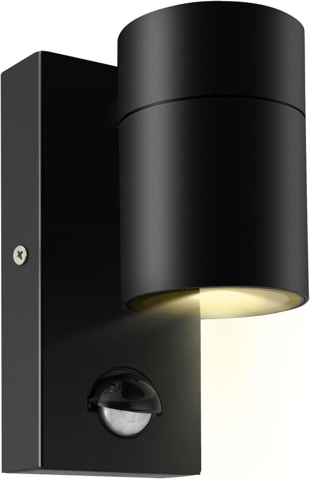 Detalle de Kerry Outdoor Motion Sensor Wall Lights (PIR) – IP44 Black Stainless Steel Downlights for Mains Power