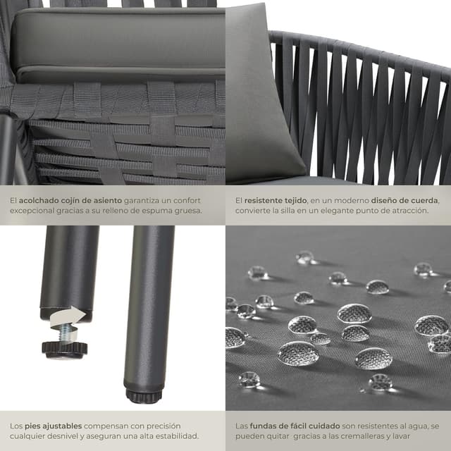 Thumbnail 6 de tectake® Sillas Jardin Exterior con Cojines 7 cm