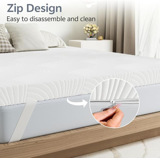 Detalle de Matoresu 7.5CM High-Density Foam Mattress Topper (King) with Removable Washable Zipped Cover – Firm Support