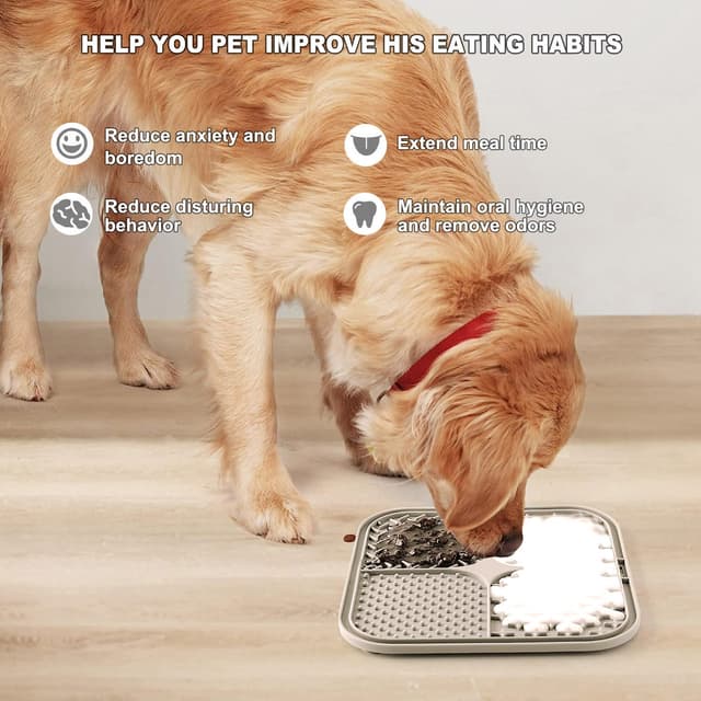 Detalle de Zonopy Licking Mat for Dogs & Cats with Suction Cups (Square Slow Feeder Lick Pad, 1 Pack)