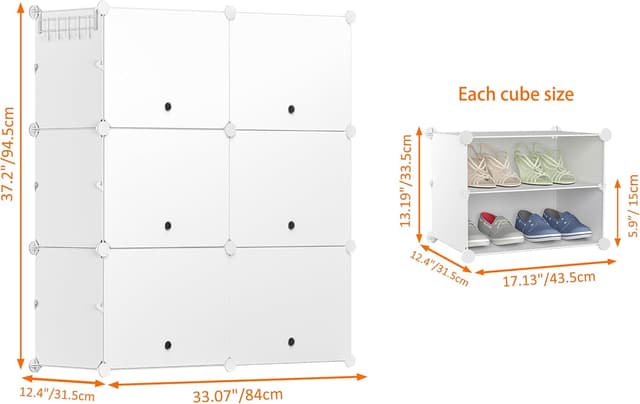 Detalle de HOMIDEC Shoe Rack 6-Tier 24-Pair Shoe Organizer 👞