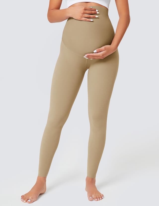 Detalle de BAYDI Nudi Umstandsleggings für Damen mit Taschen – hoch tailliert, blickdicht und 7/8-Länge