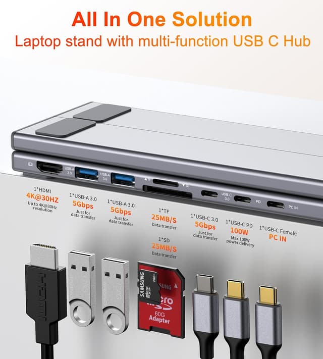 Detalle de Mukiya USB-C Laptop Dockingstation 8 in 1