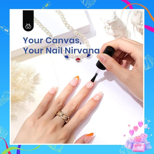 Detalle de Beetles Nail Tips Kit Almond (504 Nagelspitzen) mit Mini-UV/LED-Lampe, Klebe-Gel und Nail Glue