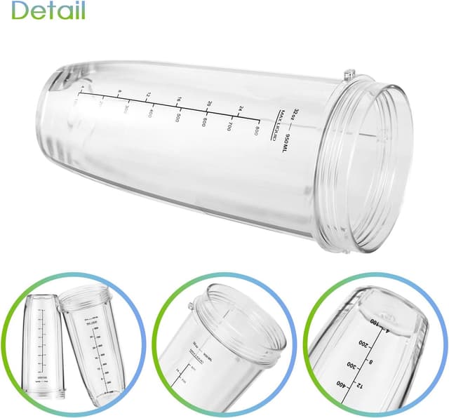 Detalle de Ninja Blender Cups Replacement 24oz (3-Pack) with To-Go Lids for Ninja BN401, BL450 & More