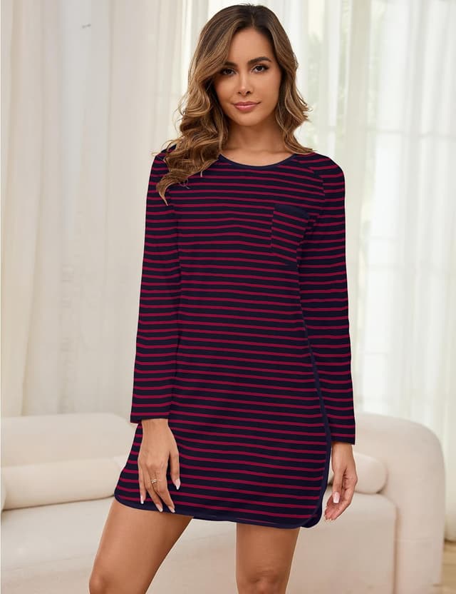 Detalle 2 de Namatime Nachthemd Damen Langarm Baumwolle