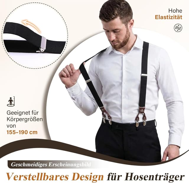 Thumbnail 3 de KANGDAI Rindsleder Hosenträger für Herren 3,5 cm Breite