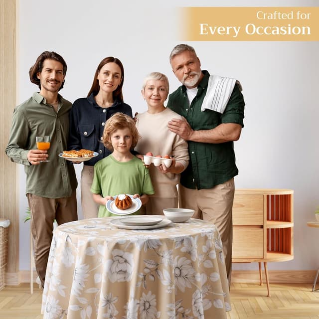 Detalle 2 de Maison d’ Hermine 100% Cotton Round Table Cloth (69-inch) for Fall, Thanksgiving, and Christmas Decor