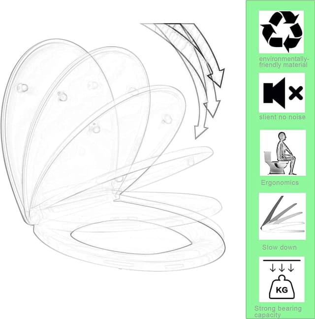 Detalle de WOLTU WC-Sitz mit Absenkautomatik „Golden VIP“ (Duroplast, Soft-Close)