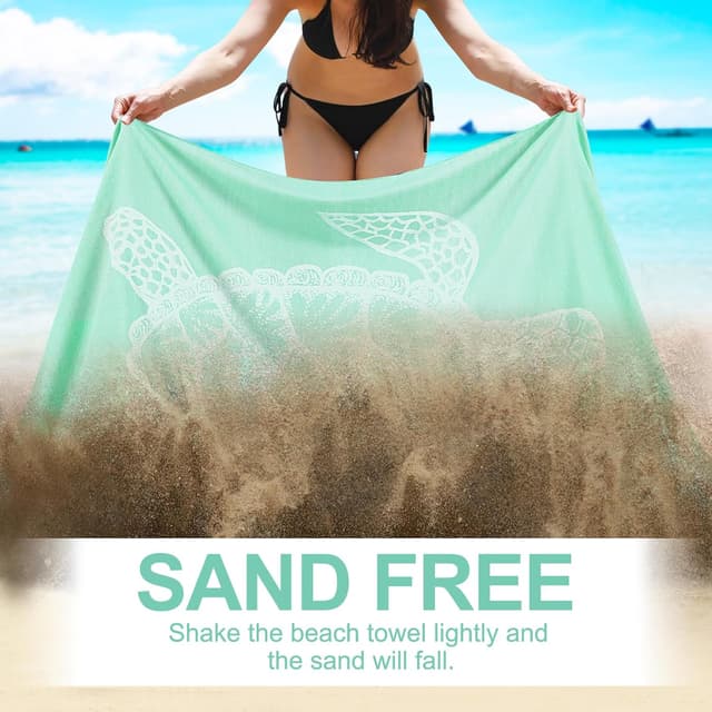 Detalle 2 de Genovega 2-Pack Cotton Oversized Turkish Beach Towels (Quick-Dry, Sand-Free, XL Travel Towel Blanket)