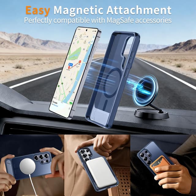 Detalle de Hualele Magnetic for Samsung Galaxy S26 Ultra Case with Built-in Metal Stand (MagSafe, Shockproof)