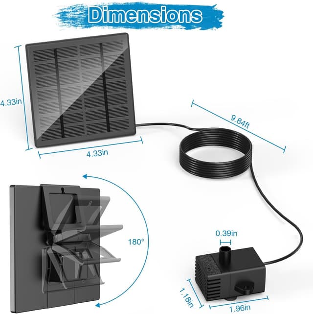 Detalle 1 de Yzert Solar Springbrunnen 1,8W (Glas) 2026 Teichpumpe mit 8 Effekten und 3 m Kabel – schwimmende Fontäne für Garten & Vogelbad