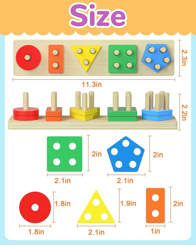 Thumbnail 5 de Montessori Wooden Shape Sorter Toy for Ages 1-3