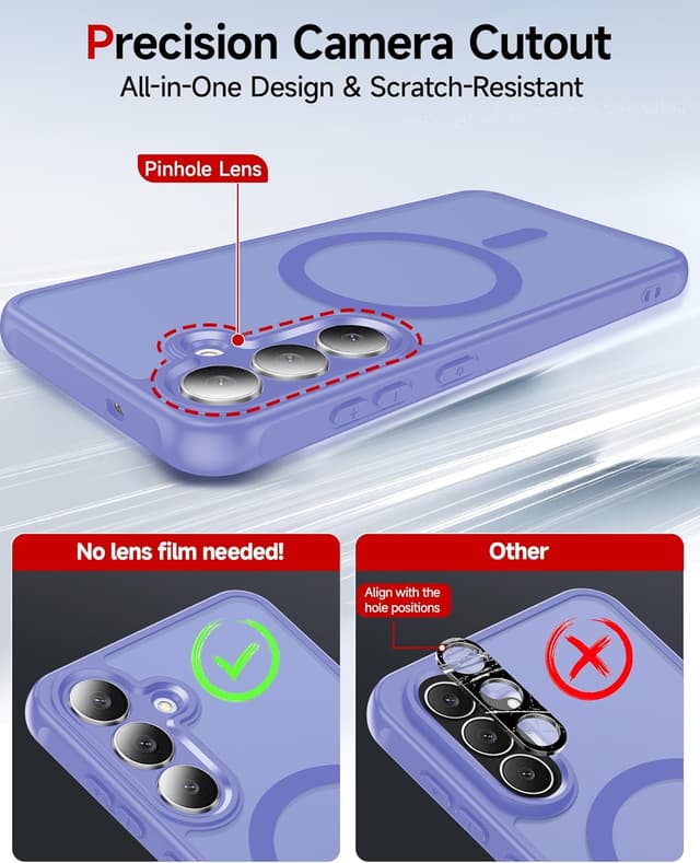 Detalle 2 de LeYi for Samsung Galaxy S25 FE phone case with magnetic back + tempered glass screen protectors (Sky Blue)