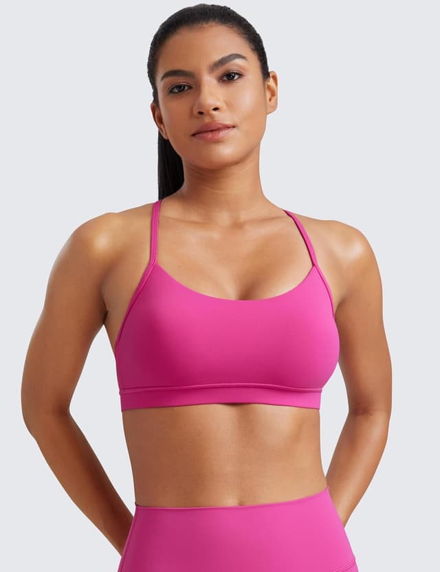 Detalle de CRZ YOGA Butterluxe : soutien-gorge de sport yoga à maintien léger, dos nageur bretelles spaghetti