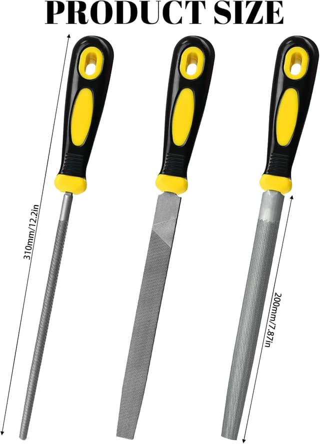 Thumbnail 6 de TAIANJI metal file set (3 pcs, 8 inch) in carbon steel – flat, half-round and round