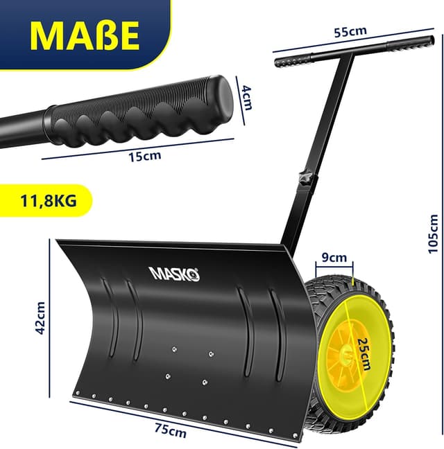 Thumbnail 1 de Masko Schneeschaufel höhenverstellbar 75 cm Schneeschieber ⛄