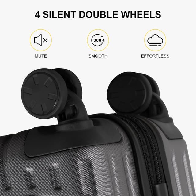 Detalle 2 de LEVEL8 20-Inch Carry-on Suitcase with Laptop Compartment, Expandable Spinner Trolley (ABS+PC, TSA) – Grey