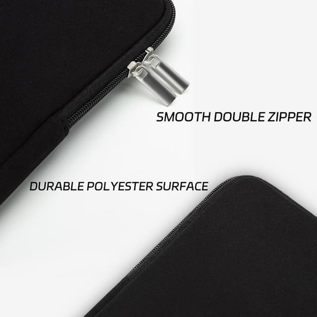Detalle de RAINYEAR 14 Inch Laptop Sleeve Protective Case (Black) with Soft Lining & Padded Carrying Bag