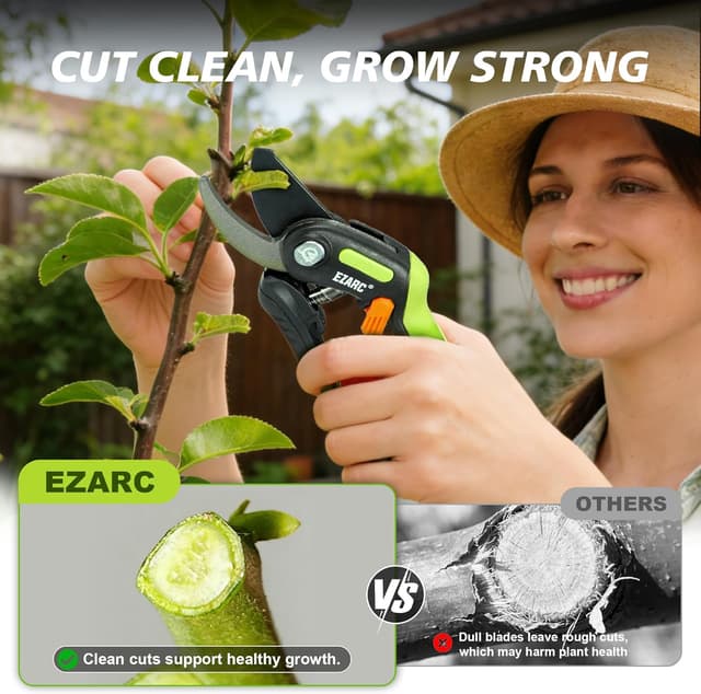 Detalle de EZARC Garden Secateurs bypass pruning shears with SK5 steel blade (20 mm cut capacity), 1 pack