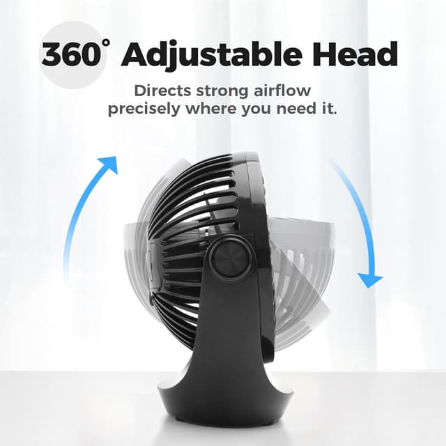 Detalle de OCOOPA USB Desk Fan 360° rotatable, adjustable speed 🌀