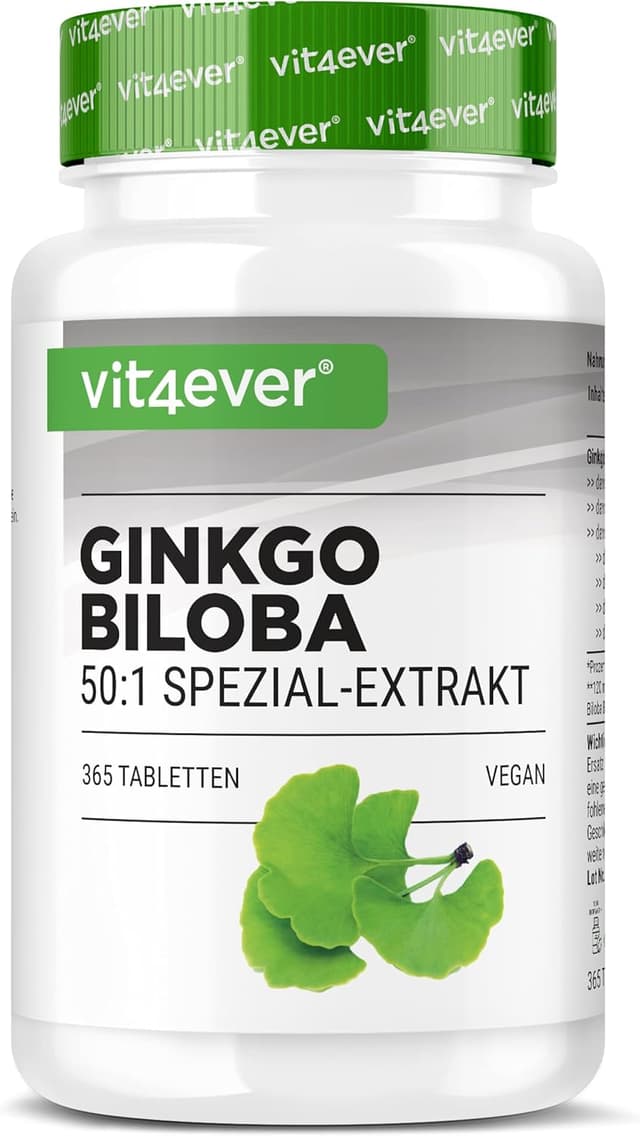 Detalle de Vit4ever Ginkgo Biloba 6000 mg – 365 Tabletten 🍃