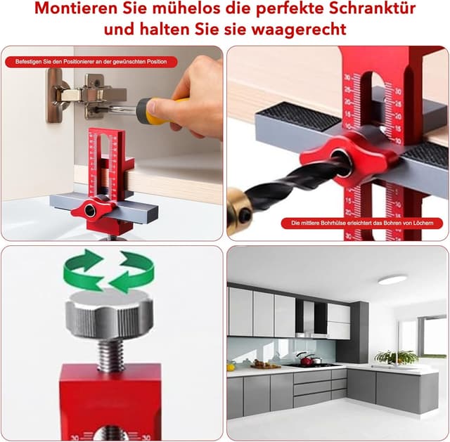 Detalle de GWAEPU L’installation de Porte d’armoire : outil de montage 2 en 1 avec positionneur réglable et gabarit de quincaillerie