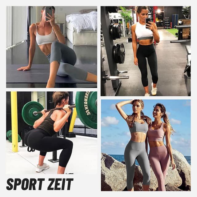 Detalle 2 de AMIYOYO Capri-Leggings Damen mit Taschen (7/8) High Waist, blickdicht & elastisch – 2er Pack