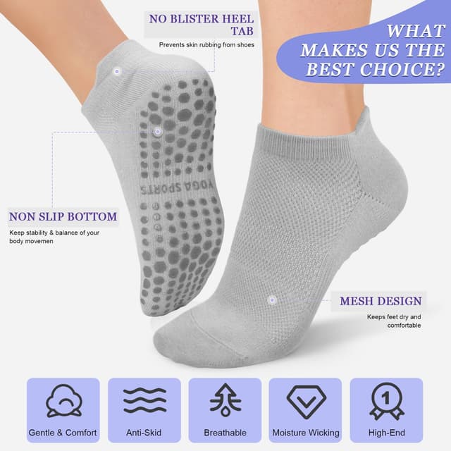 Thumbnail 3 de YeuG Pilates Socks 4 Pairs non-slip grip