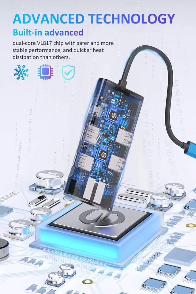 Thumbnail 4 de UtechSmart USB C Hub 6 in 1 Blau