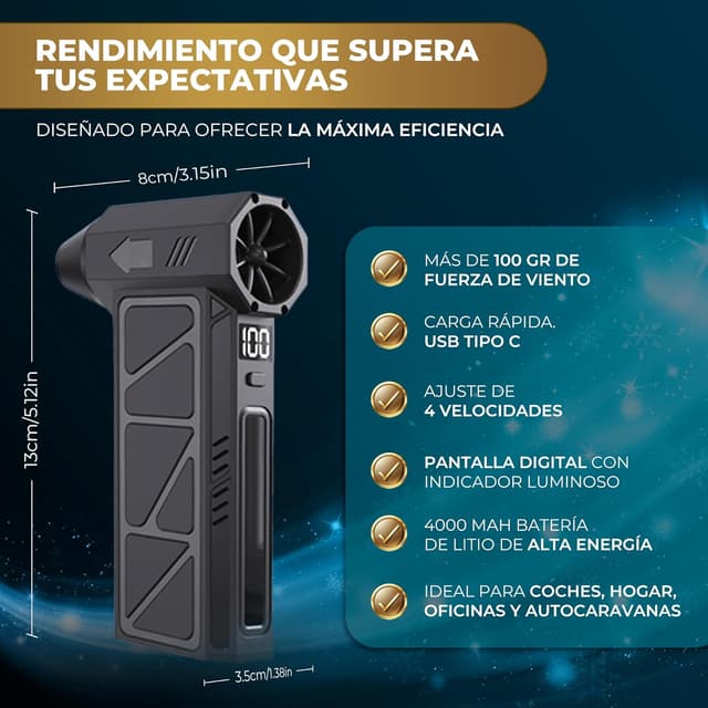 Detalle 2 de CMR GLOBAL Super Pro Soplador 130000 RPM 📢