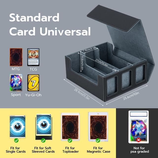 Detalle 2 de Tolesum Boîte à cartes MTG avec fenêtre, fermeture magnétique et emplacements 35 PT (noir) pour Magic Commander