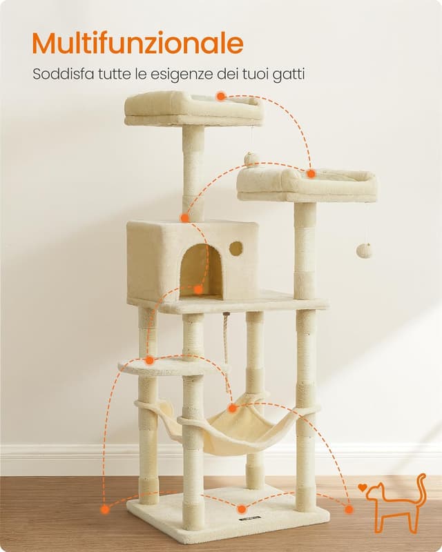 Thumbnail 2 de Feandrea PCT15BEV1 albero per gatti 143 cm