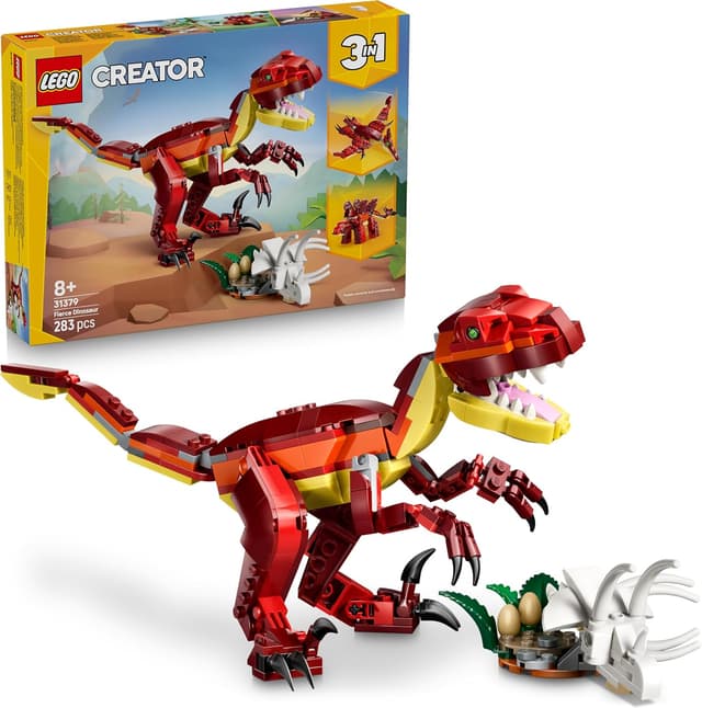 Detalle de LEGO Creator 3-in-1 31379 Wilder Dinosaurier – 3 Bauoptionen mit Velociraptor, Stegosaurus oder Flugsaurier