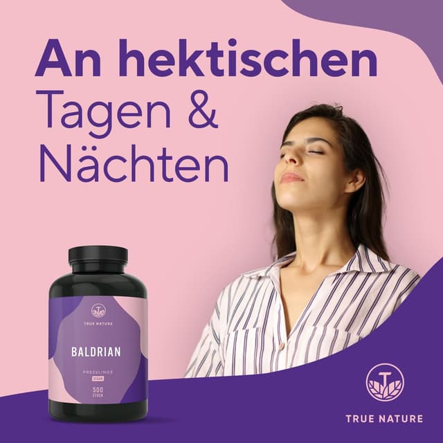 Detalle 2 de True Nature Baldrian Presslinge – hochdosierte Baldrianwurzel (Valeriana officinalis) mit 500 mg pro Pressling