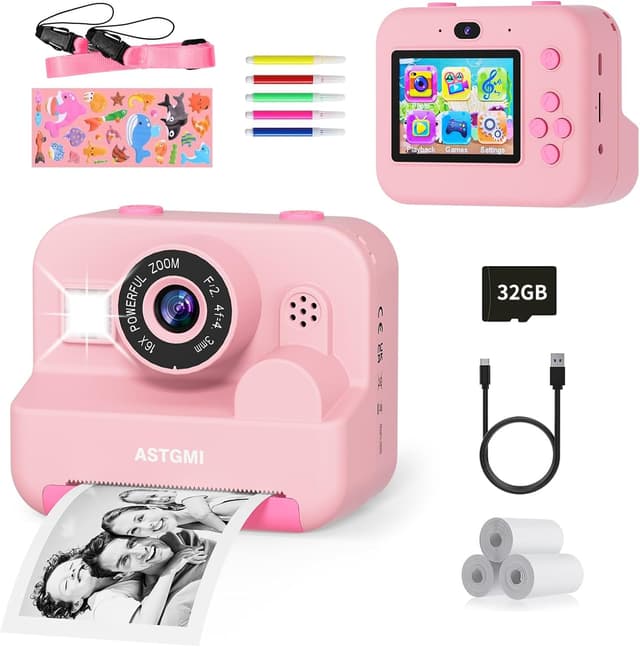 Detalle de Macchina fotografica istantanea per bambini 1080p 2,4" rosa