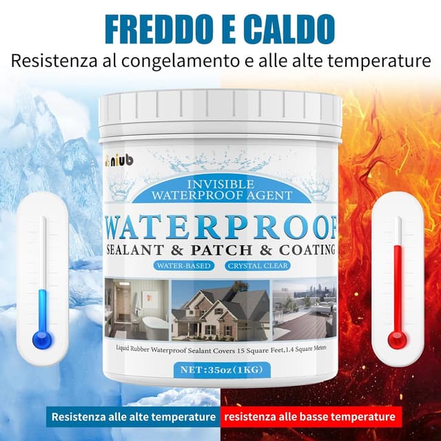 Detalle 2 de NIUB sigillante impermeabile trasparente 1KG: guaina liquida invisibile per terrazzi, balconi e superfici