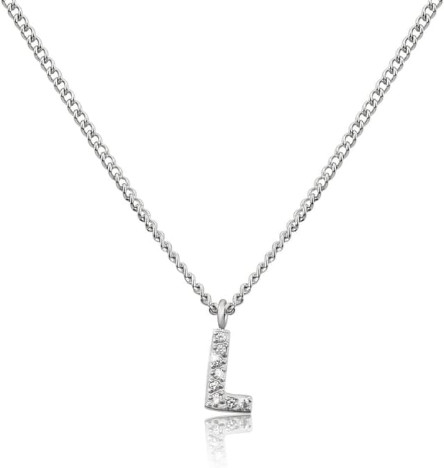 Detalle de GD GOOD.designs EST. 2015 Collier chaîne avec lettres argentées en acier inoxydable (femme)