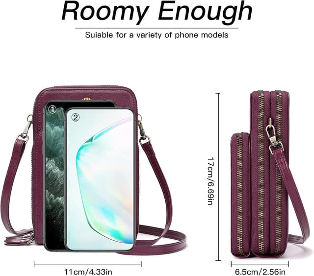 Detalle 2 de SENDEFN genuine leather phone bag crossbody (small, multi-compartment) for women